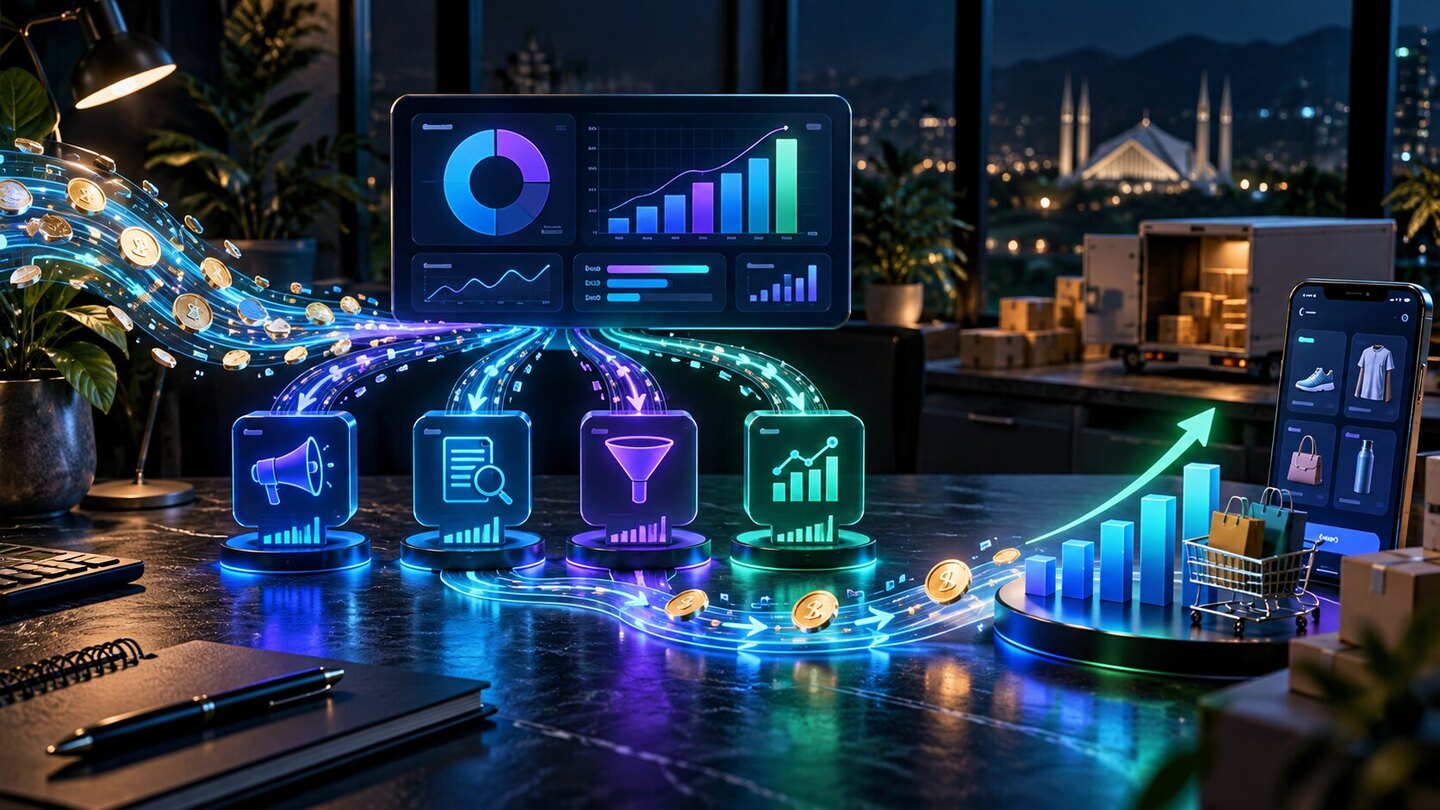 ڈیجیٹل مارکیٹنگ بجٹ کی منصوبہ بندی، اشتہارات، SEO، CRO اور analytics کے روشن چینلز